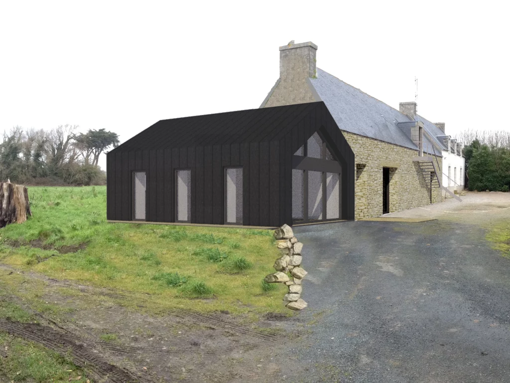 Réhabilitation et extension d’une longère pour la pratique du YOGA 1 architecte aurore delavergne réalisation 53